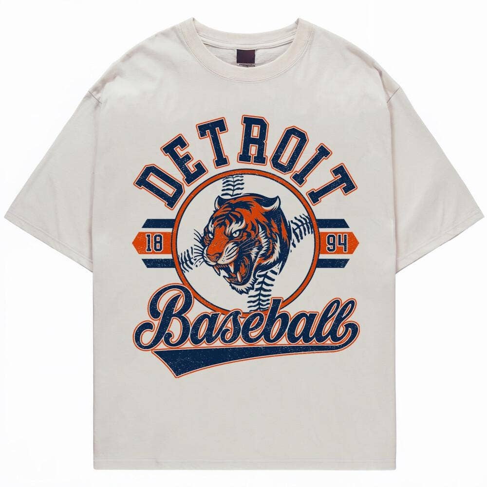 Vintage Detroit Tigers Baseball Team Tshirt Established 1894