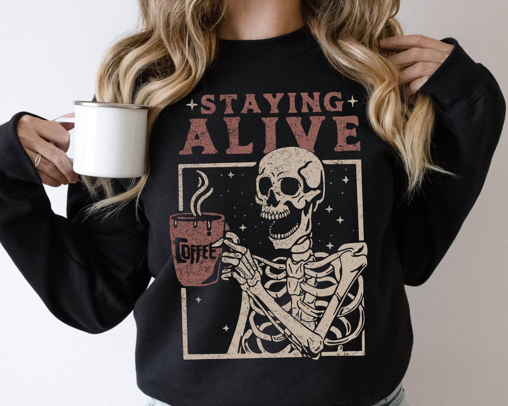 Stayin' Alive Skeleton Crewneck Sweatshirt