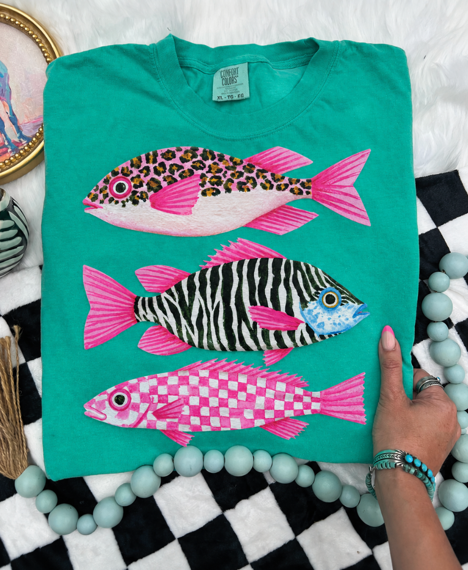 Preppy Tropical Fish - Comfort Color Island Green
