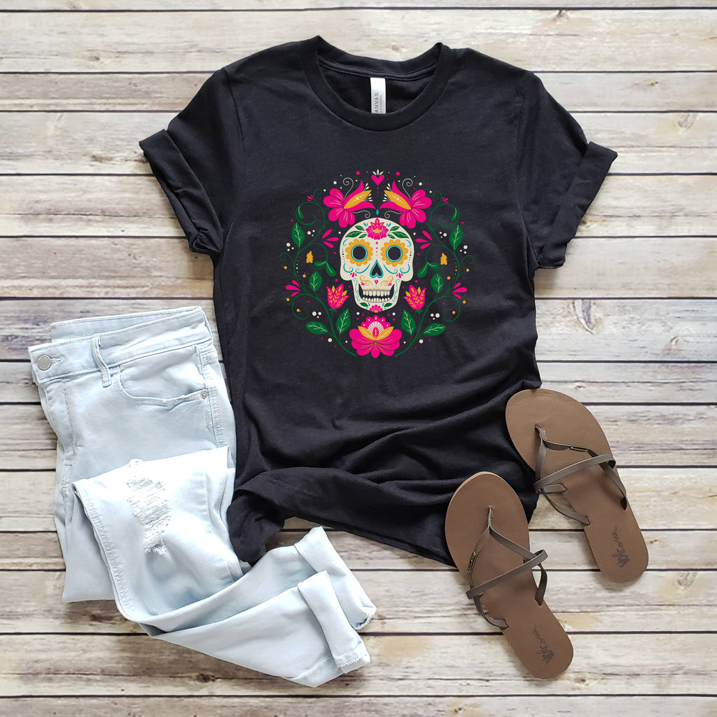 Floral Day of the Dead Tee | Halloween | Sizes XS-2XL