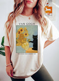 Vintage Art Cat Tee, Sunflower Aesthetic Shirt