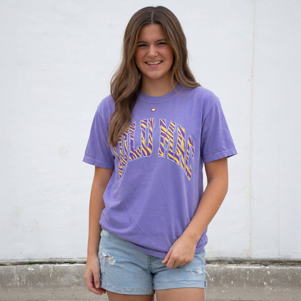 LM-TG-1005 Tiger Stripe Adult Violet Comfort Colors Tee