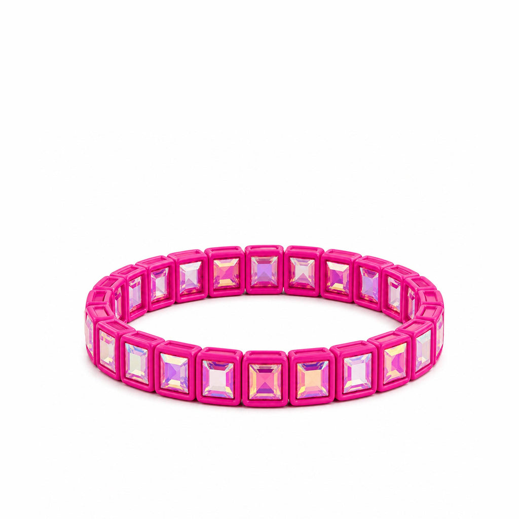 BR-RS-1002 Hot Pink Rhinestone Bracelet