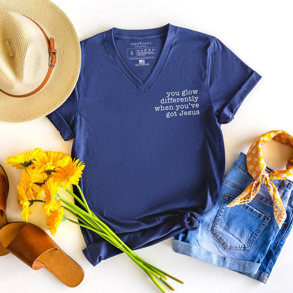 You Glow Differently Christian Faith-Based V-Neck