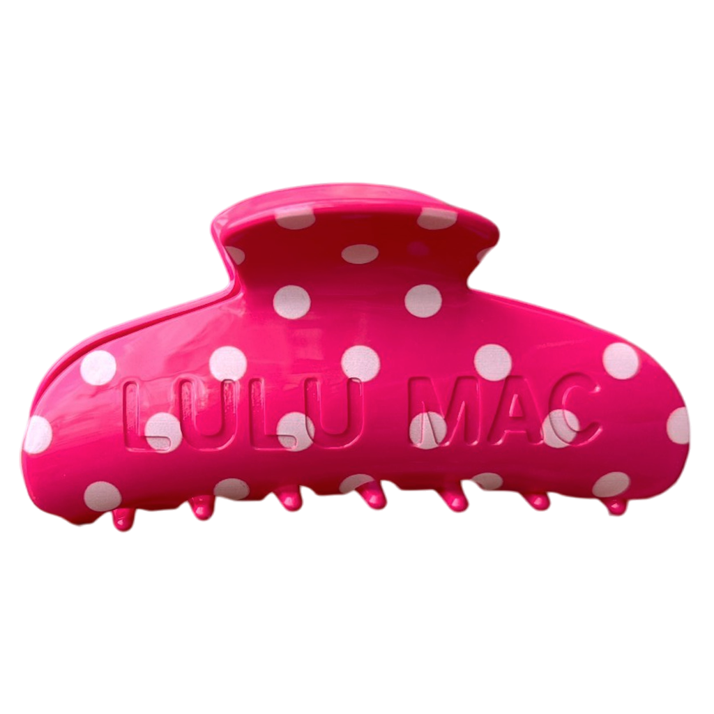 Lulu Mac Hair Clips LM-HR-1001-Hot Pink/White Dot