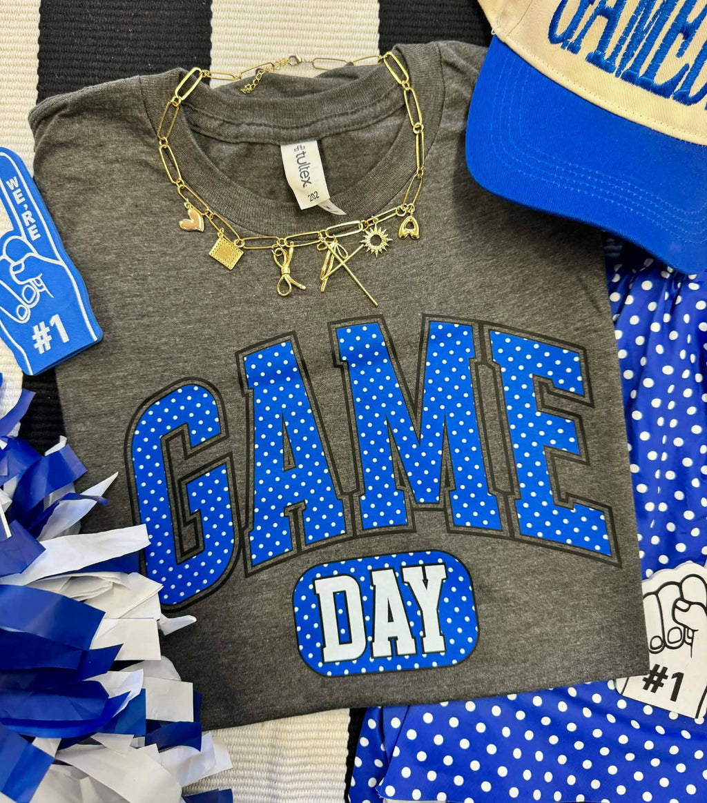 Game Day Blue Polka Dots Tee