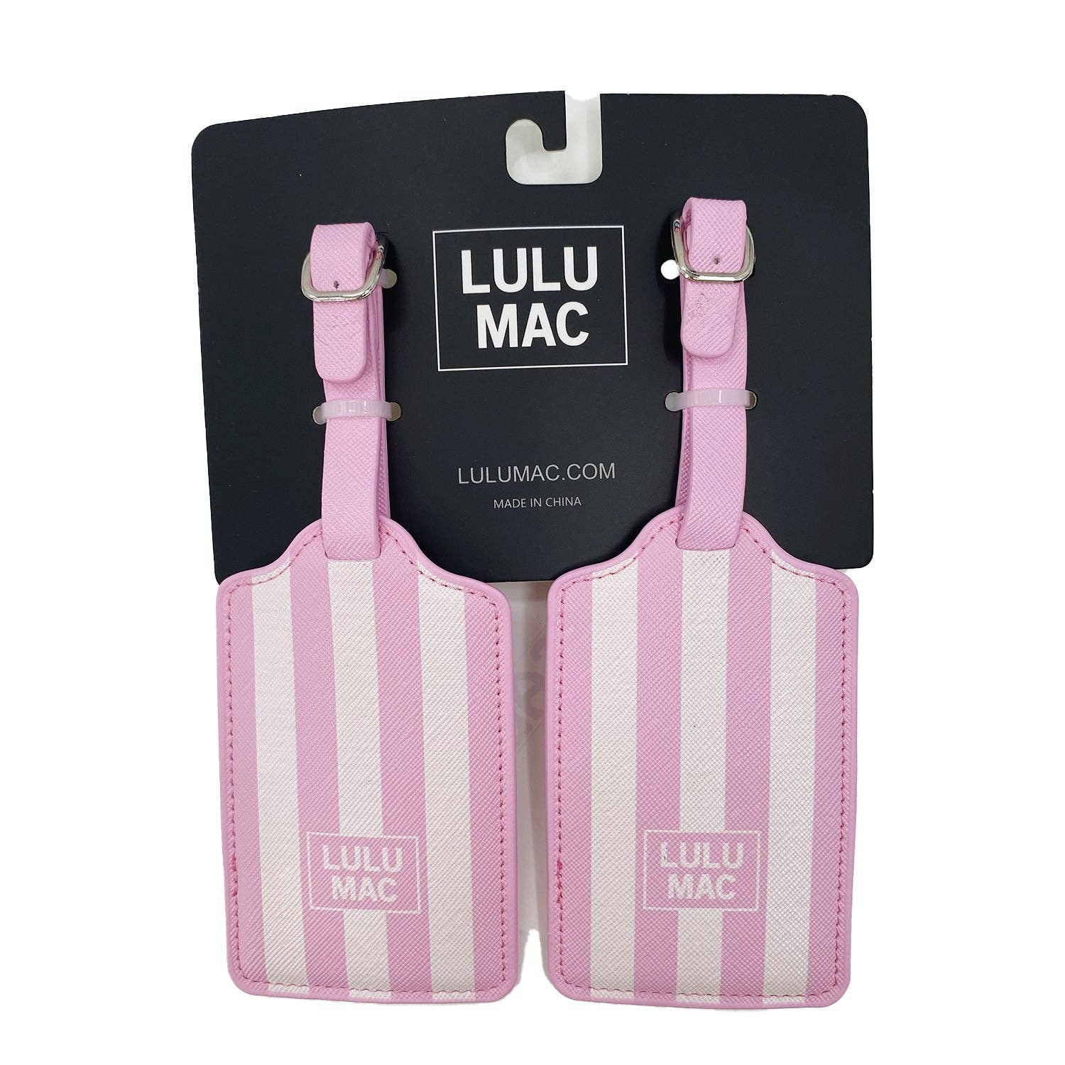 Ltds-Pink/White Stripe Luggage Tag