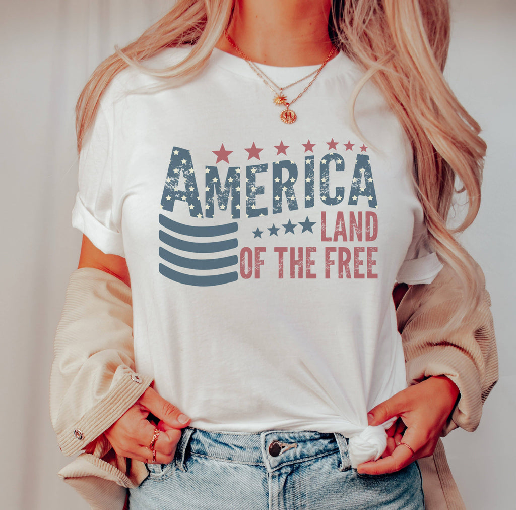 Stars America Land of the Free Tee | Patriotic T Shirt