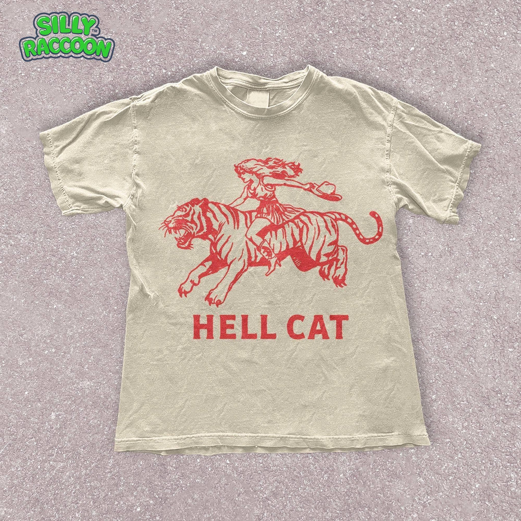 Vintage Cowgirl Hell Cat Shirt - Retro Western Aesthetic Tee