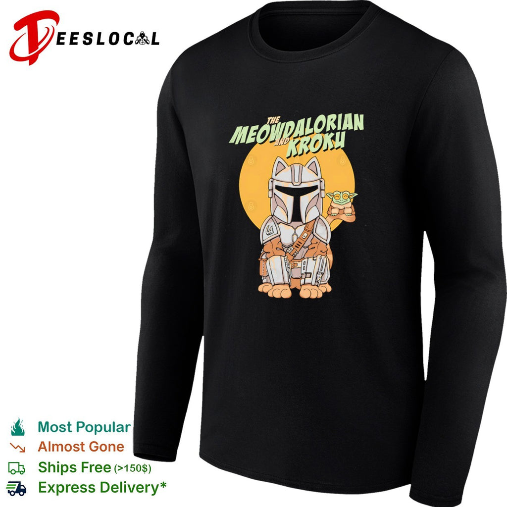 A cat bounty hunter and his frog foundling Meowdalorian and Kroku shirt