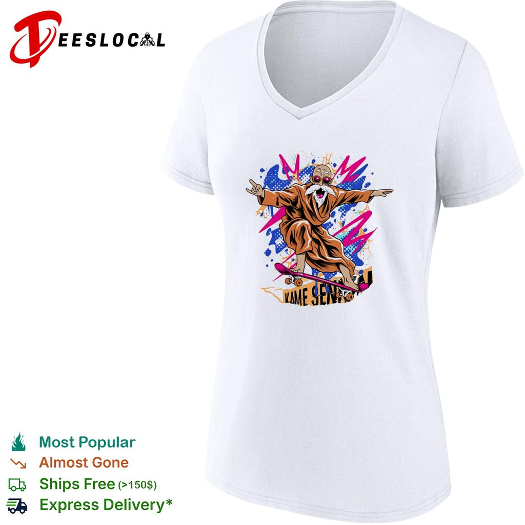 A skateboarding Master Roshi Shaolin Skate Sage shirt
