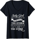 Women's July Girl They Whispered to Her You Can't Withstand Birthday V-Neck T-Shirt