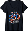 Women's 250 Anniversary USA 4th of July Patriotic 250 Years American V-Neck T-Shirt
