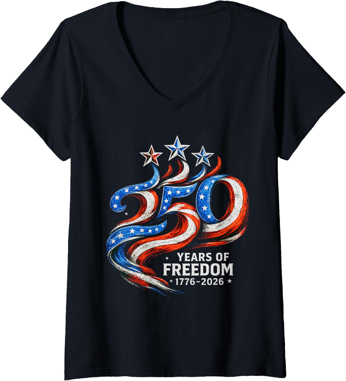 Women's 250 Anniversary USA 4th of July Patriotic 250 Years American V-Neck T-Shirt