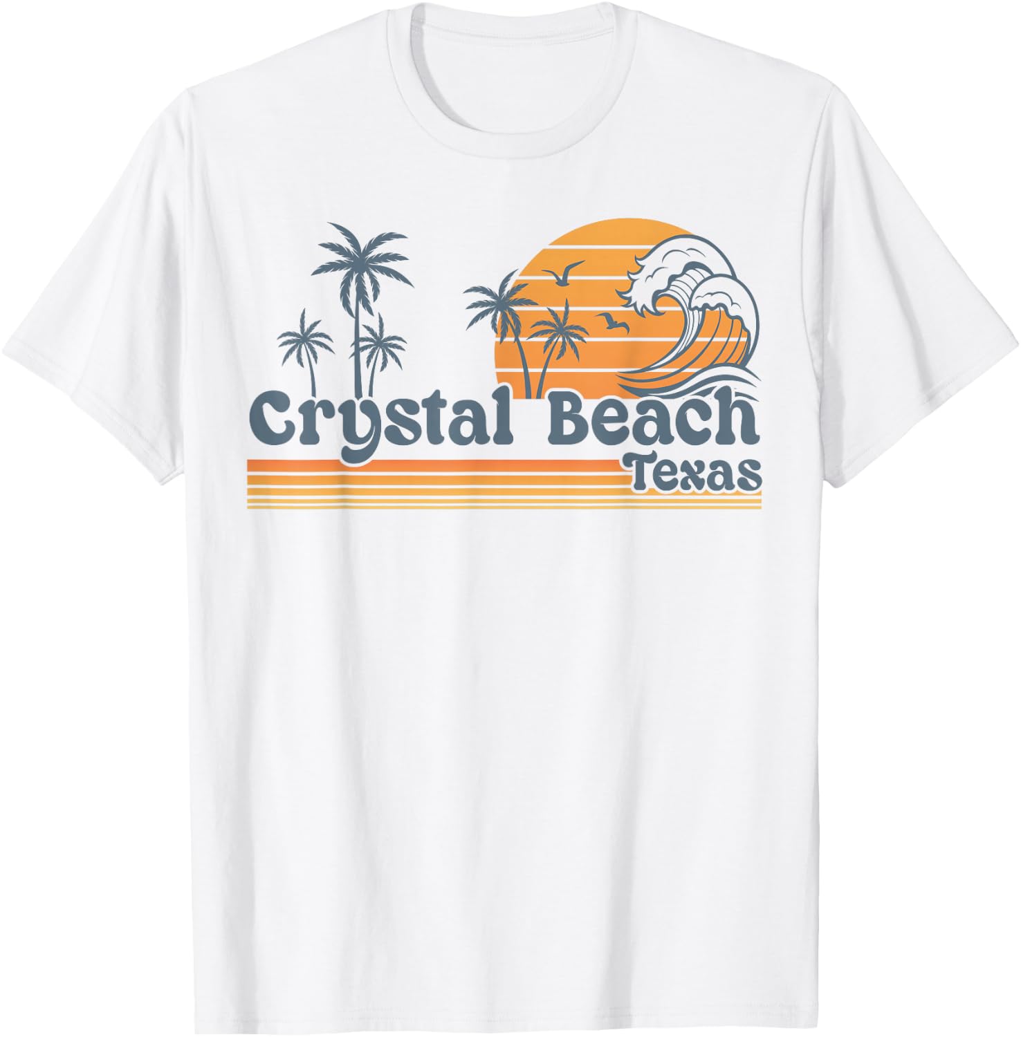 Crystal Beach Texas Retro Sunset Summer Vacation T-Shirt