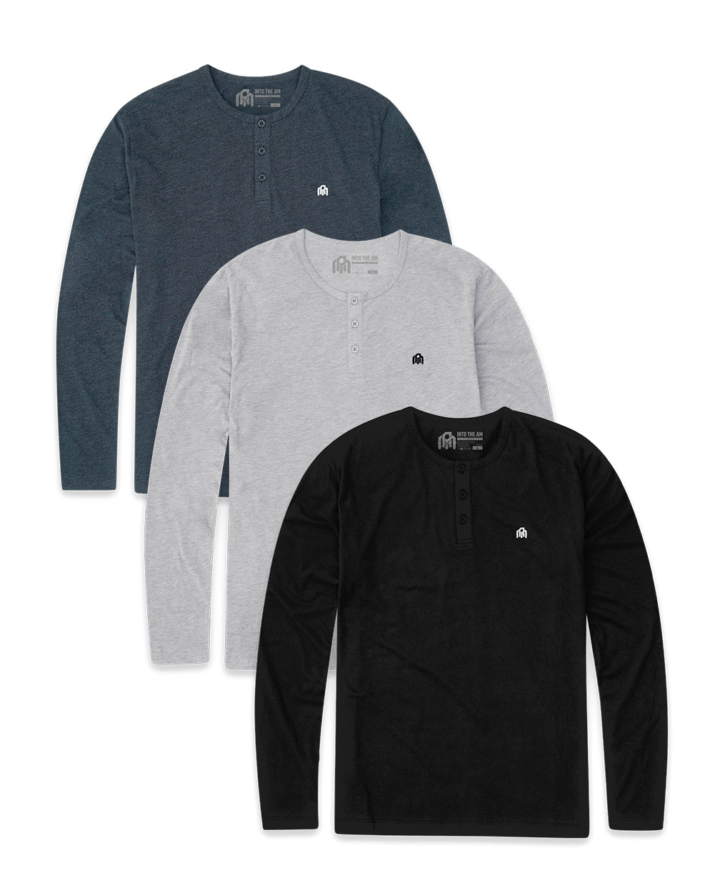 Custom 3 Pack Long Sleeve Henley - Branded