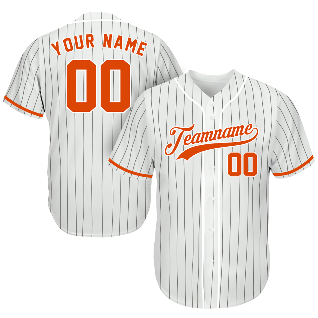 Baseball Jerseys Custom - Gifts Baseball Fans - Pinstripe White Orange - Father's Day Baseball Gifts