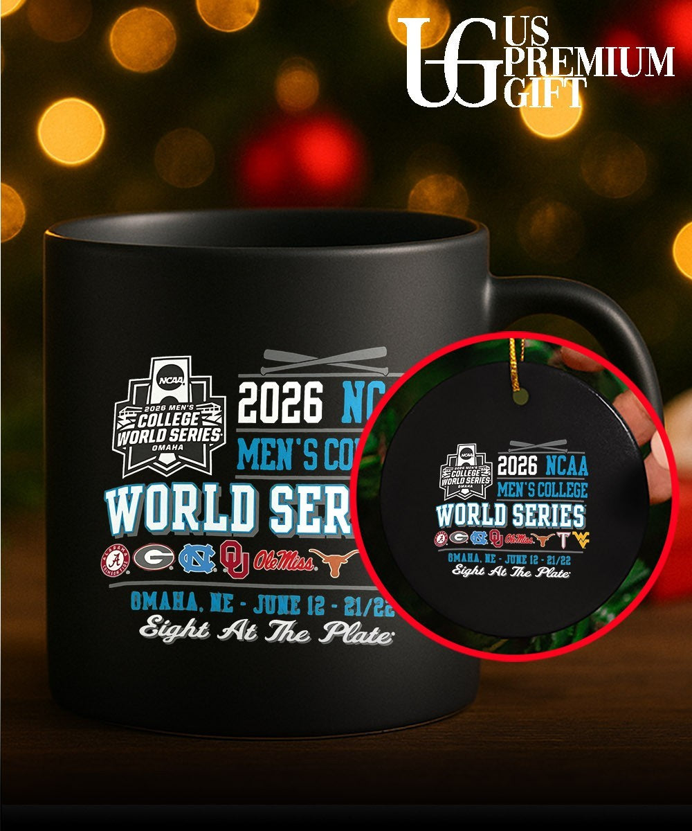 Alabama Georgia North Carolina Oklahoma Ole Miss Texas Tech West Virginia 2026 NCAA Men’s College World Series Eight at the Plate shirt