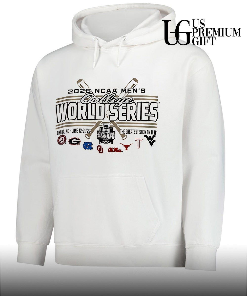 Alabama Georgia North Carolina Oklahoma Ole Miss Texas Texas Tech West Virginia 2026 NCAA Men’s College World Series The Greatest Show on Dirt shirt