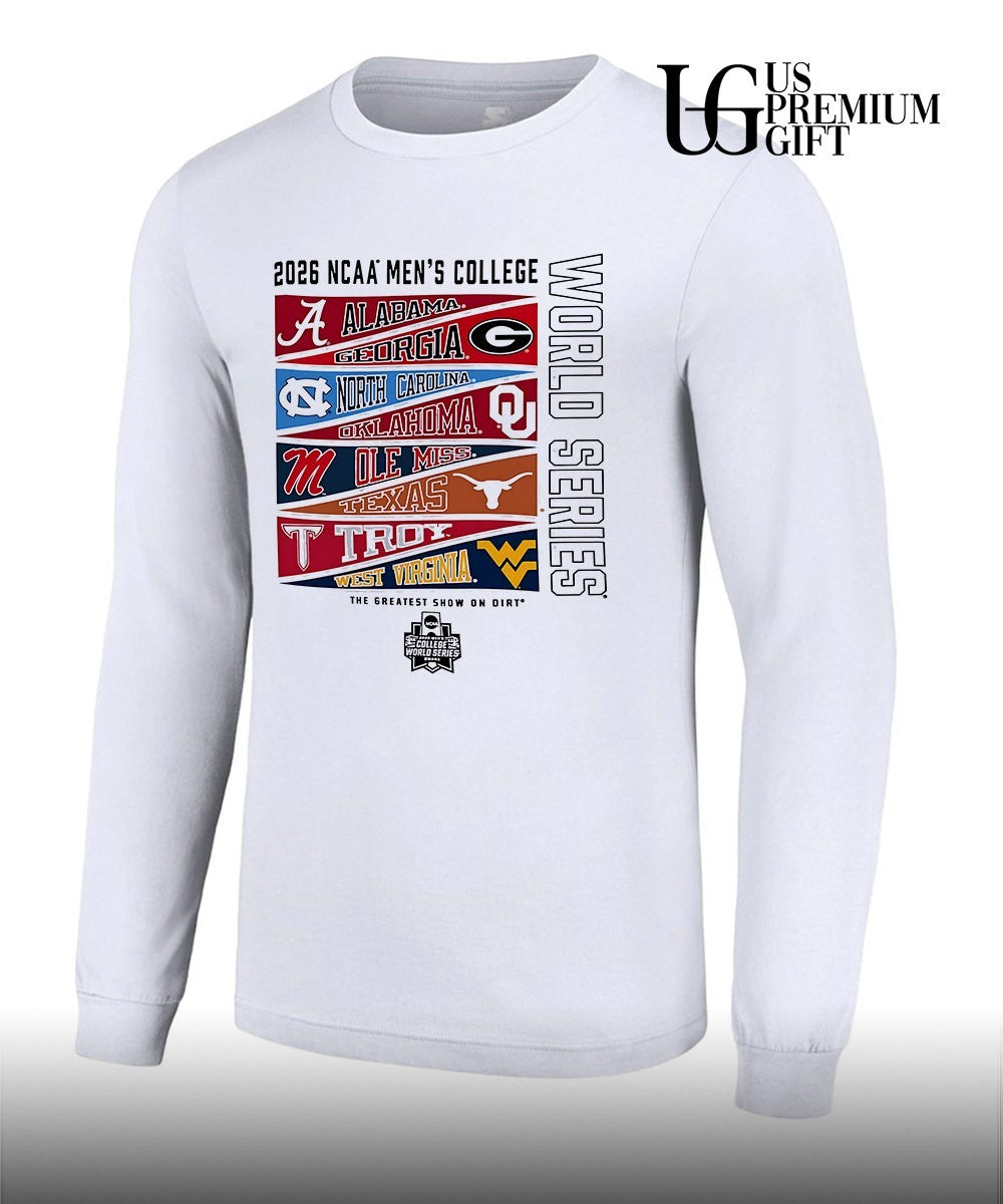 Alabama Georgia North Carolina Oklahoma Ole Miss Texas Troy West Virginia NCAA 2026 Men’s College World Series shirt
