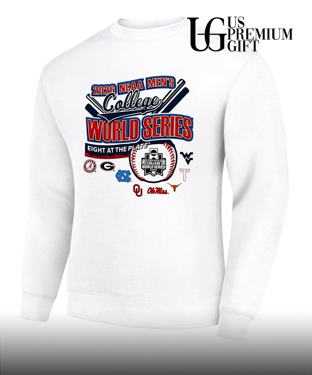 Alabama Georgia North Carolina Oklahoma Ole Miss West Virginia Texas 2026 NCAA Men’s College World Series Eight at the Plate shirt