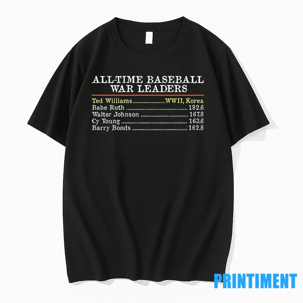 All Time Baseballs War Leaders Ted Williams Babe Ruth Walter Johnson Cy Young Barry Bonds T-Shirts, Hoodie, Sweatshirt