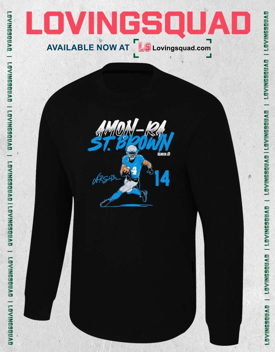 Amon-Ra St. Brown Name & Number Pose Signature T-Shirt