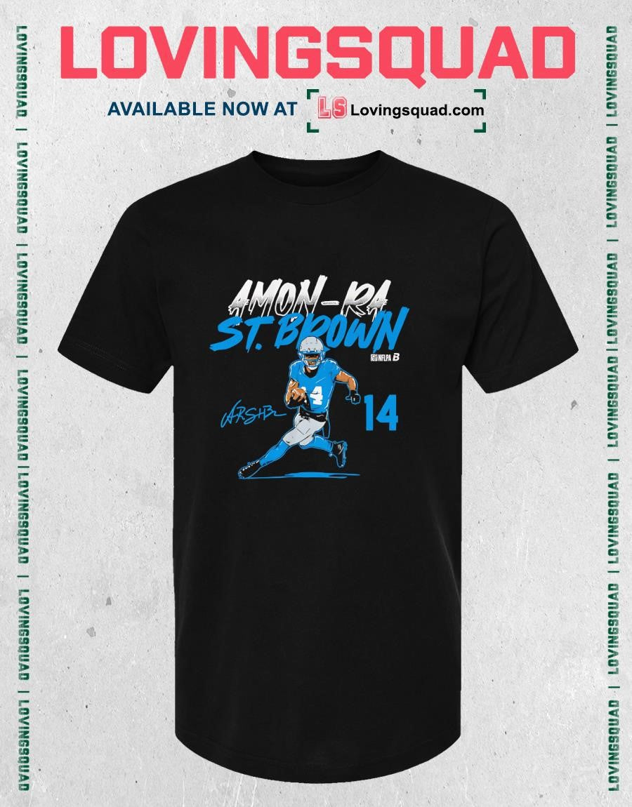 Amon-Ra St. Brown Name & Number Pose Signature T-Shirt