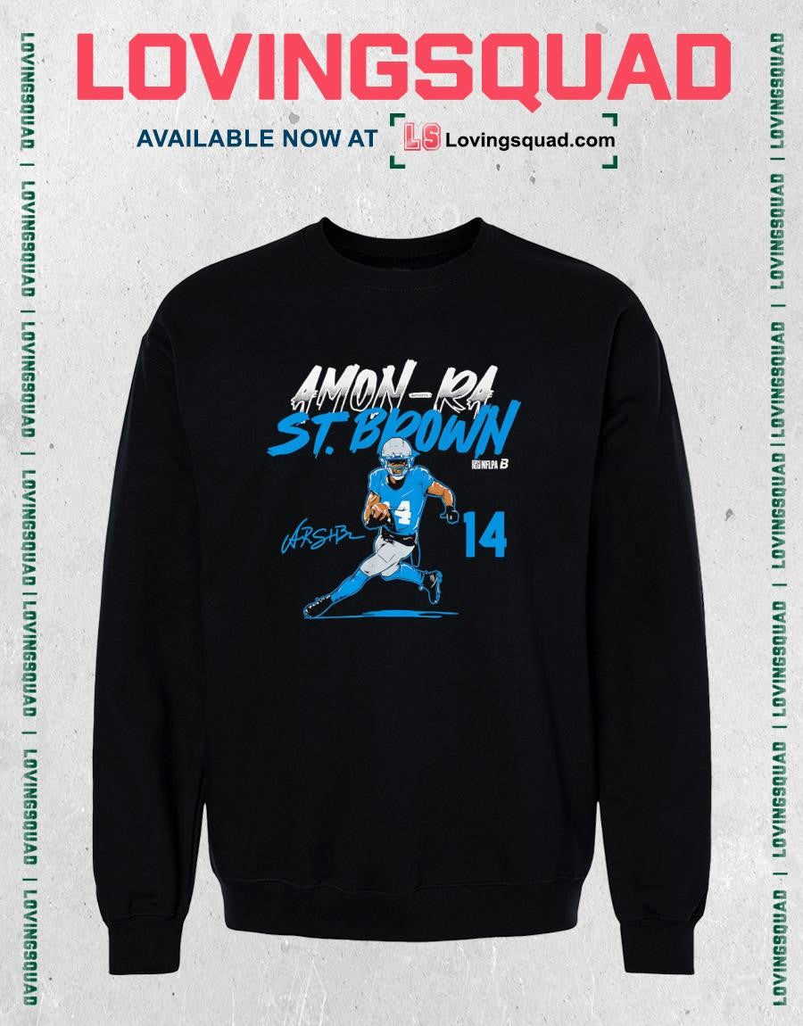Amon-Ra St. Brown Name & Number Pose Signature T-Shirt