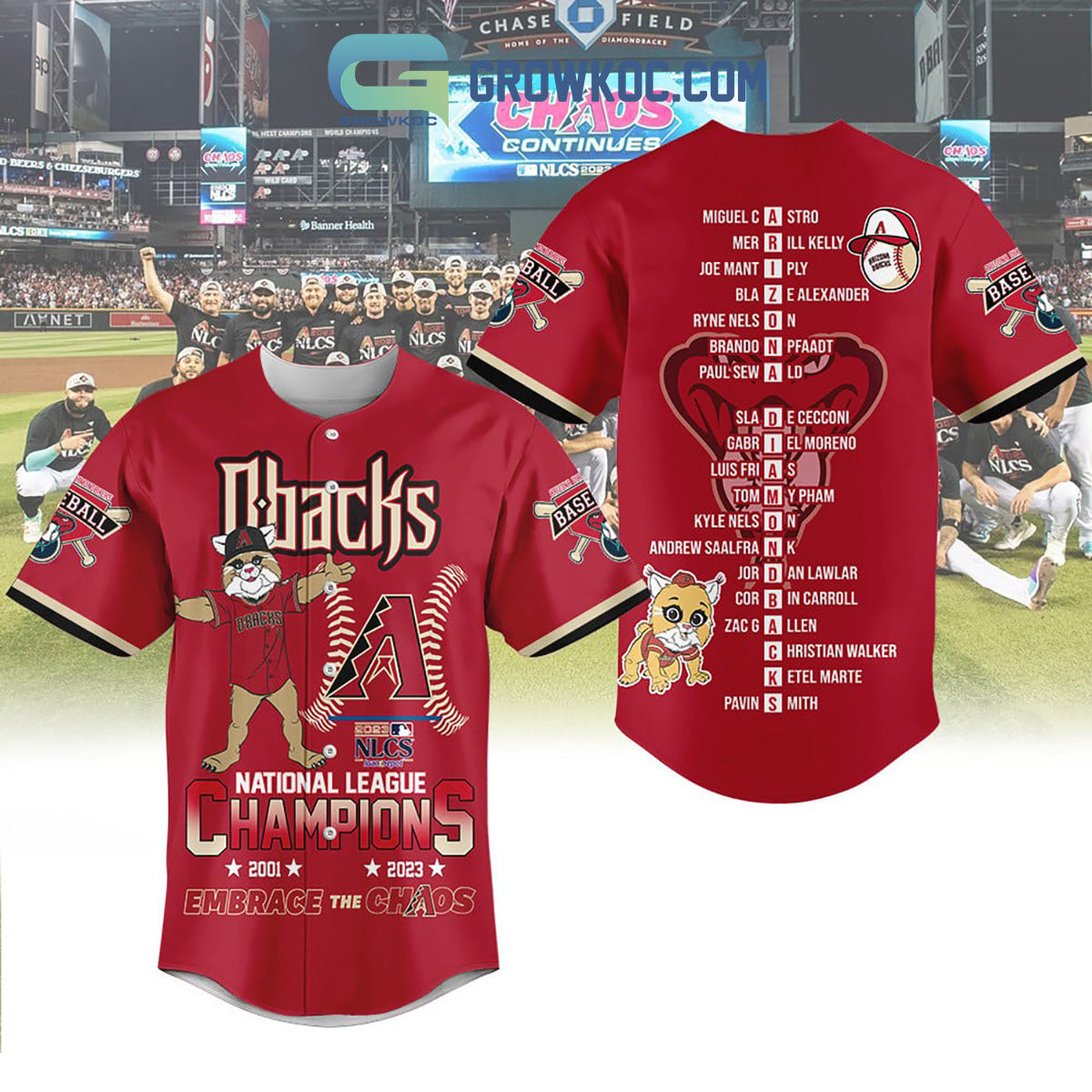 Arizona Dbacks NL Champions 2023 Embrace The Chaos Baseball Jersey