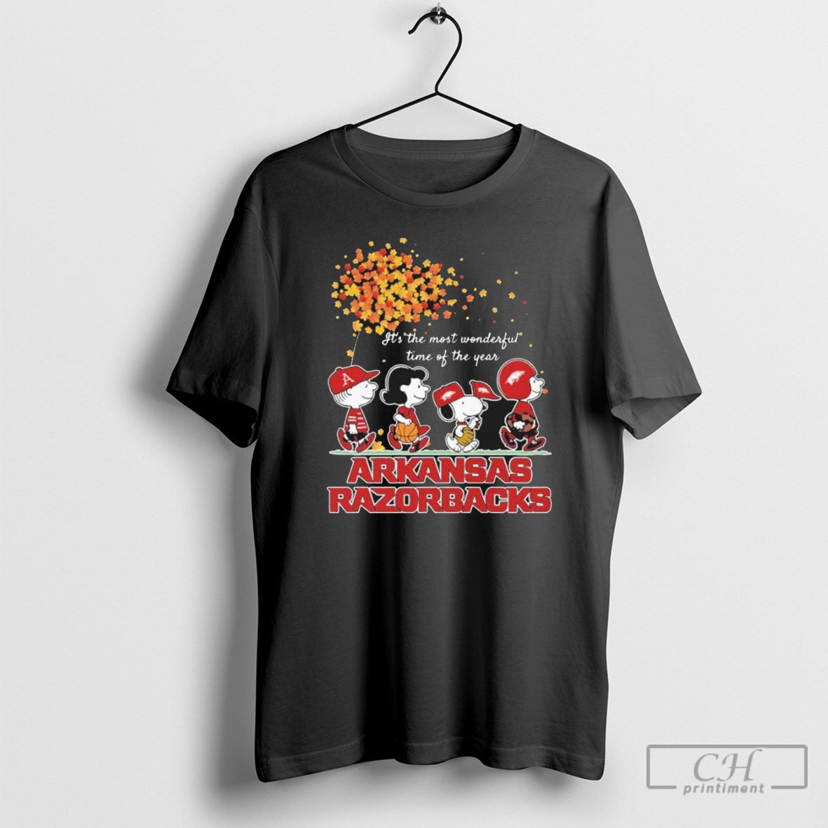 Arkansas Razorbacks And Peanuts Characters Its The Most Wonderful Time Of The Year T-Shirts, Hoodie, Sweatshirt