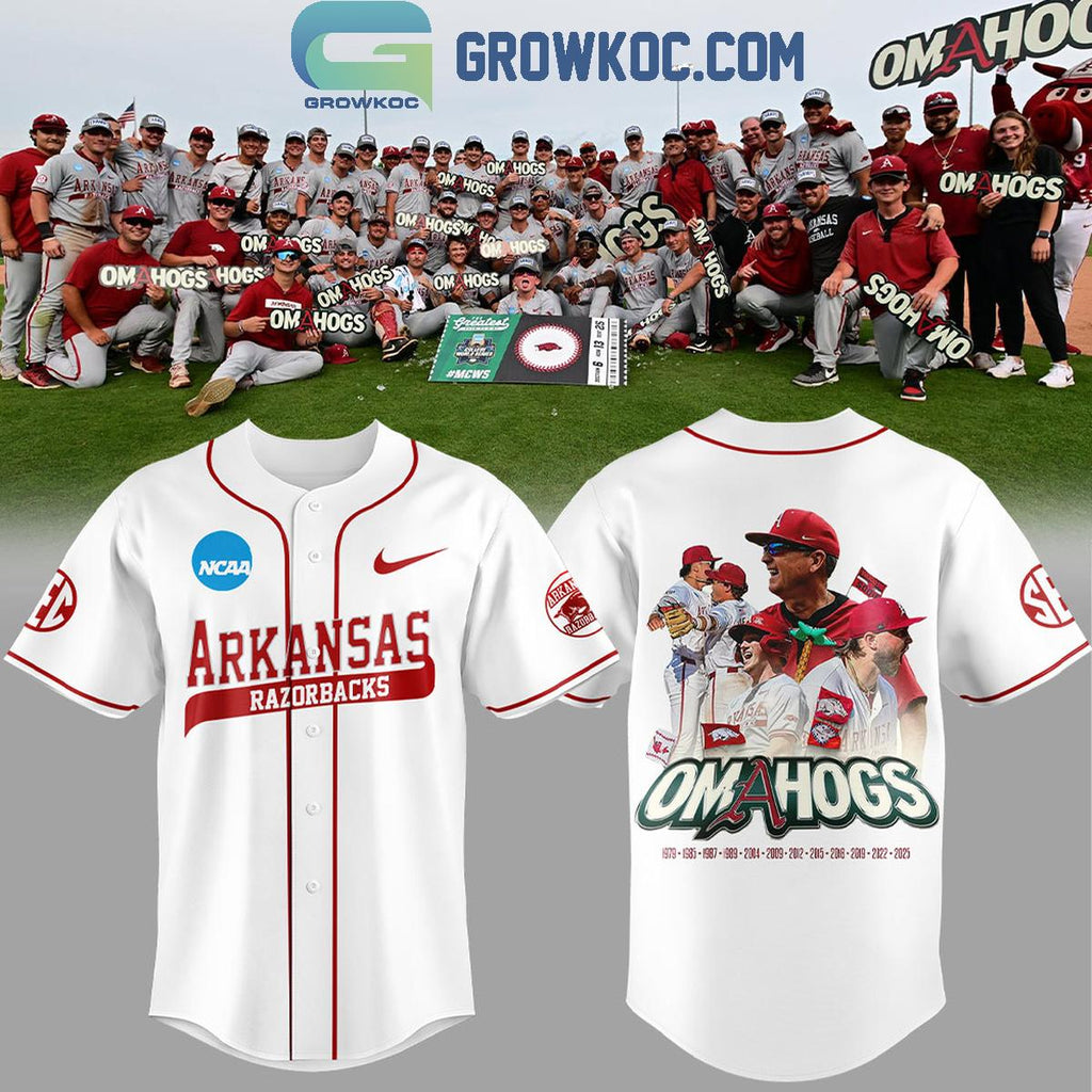 Arkansas Razorbacks Omahogs Champions White Baseball Jersey