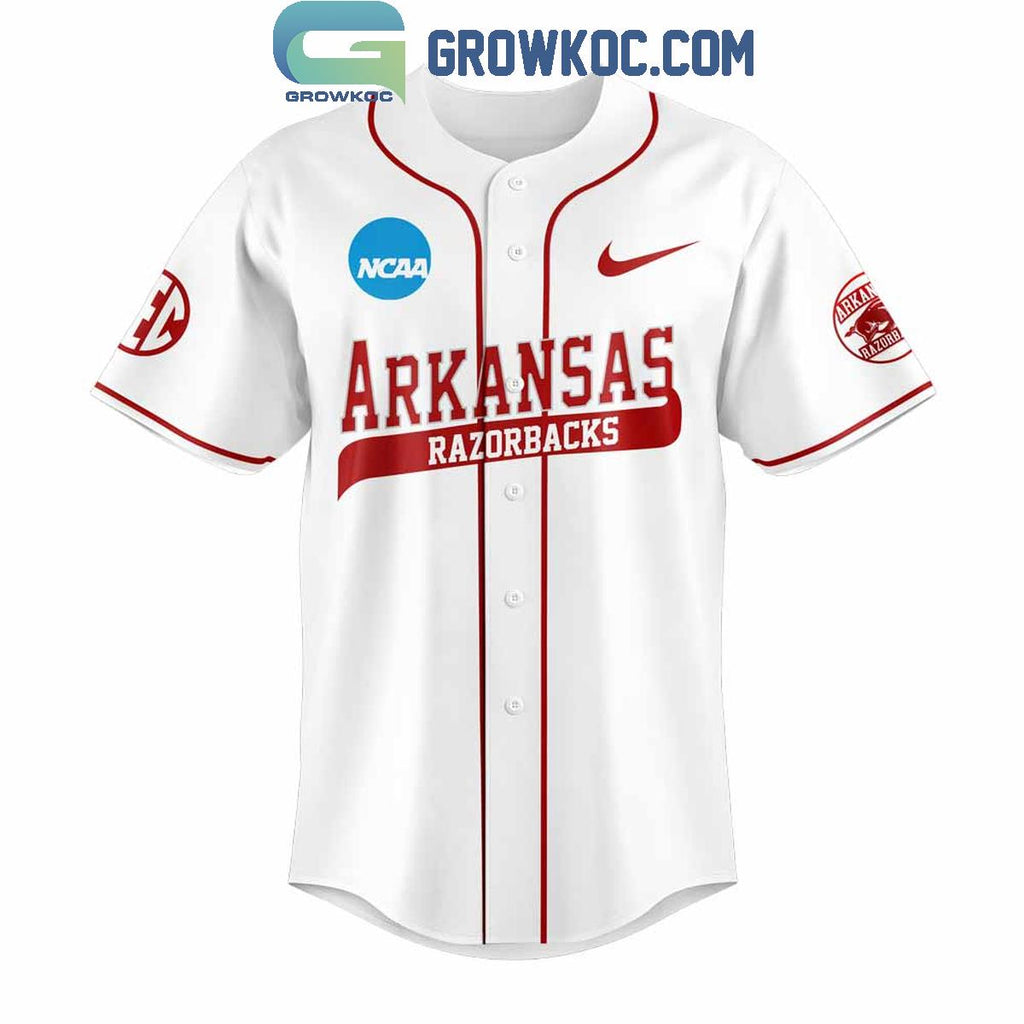 Arkansas Razorbacks Omahogs Champions White Baseball Jersey