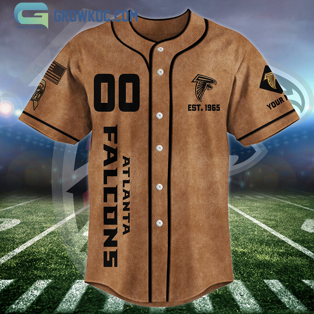 Atlanta Falcons Brown American Flag Personalized Baseball Jersey