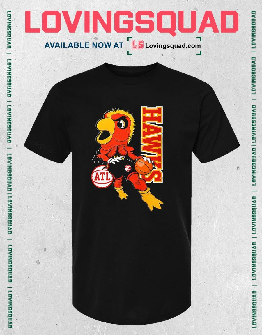 Atlanta Hawks Mascot Dribbling Basketball T-shirt