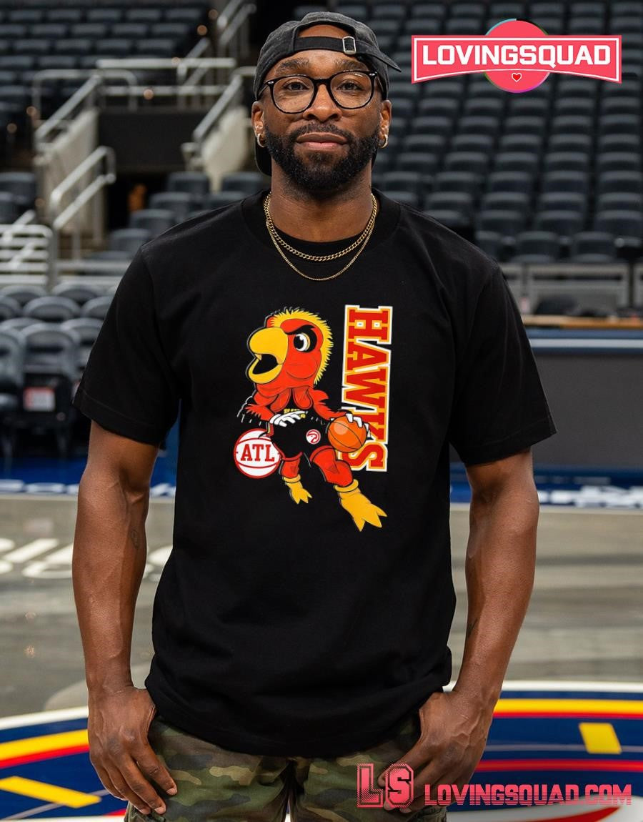 Atlanta Hawks Mascot Dribbling Basketball T-shirt