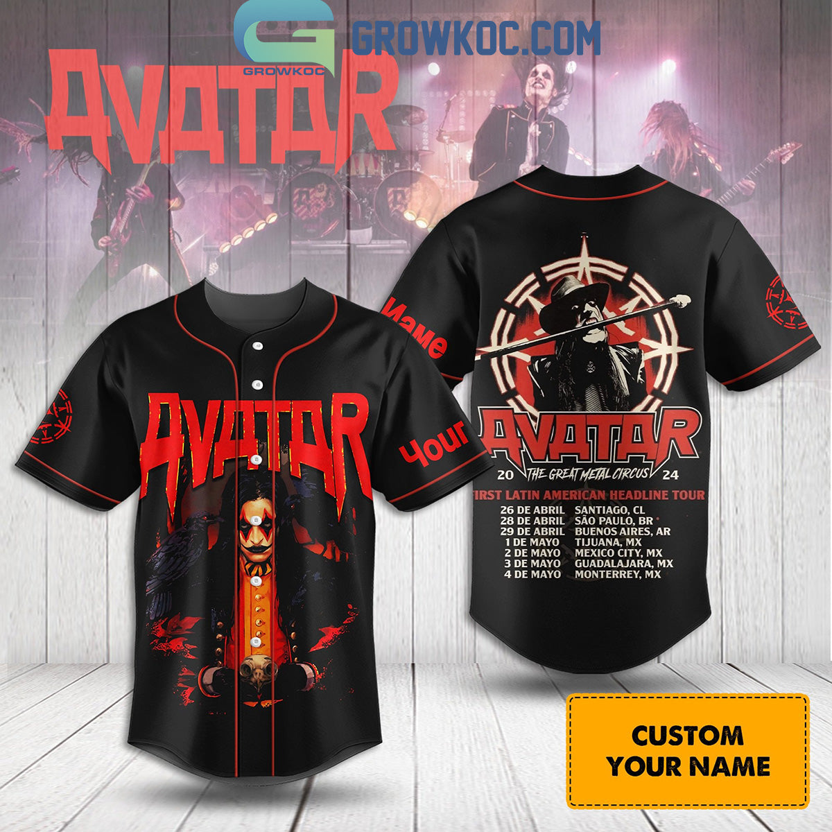 Avatar The Great Metal Circus 2024 Tour Personalized Baseball Jersey