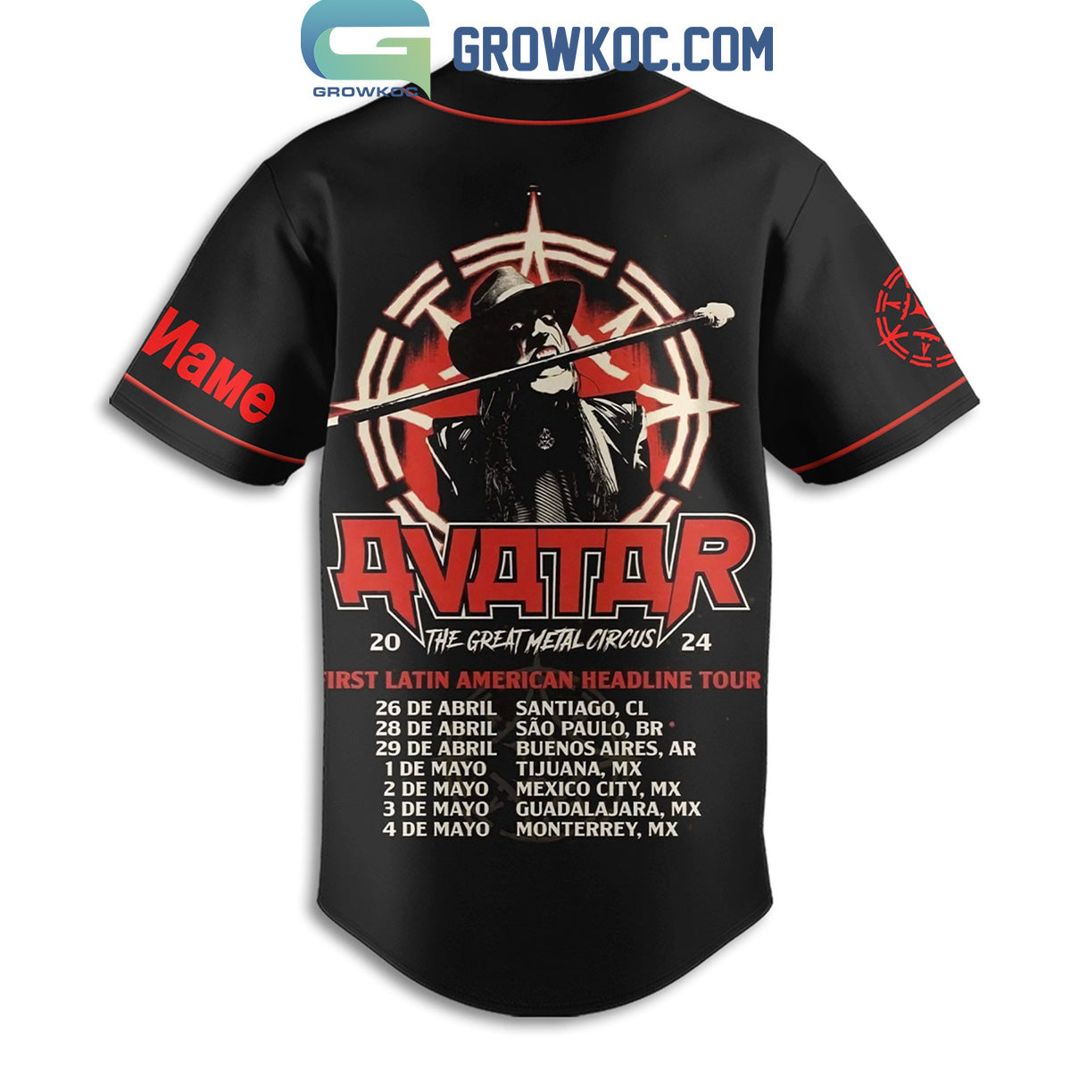 Avatar The Great Metal Circus 2024 Tour Personalized Baseball Jersey