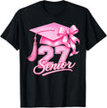 Back to School Senior 2027 Pink Bow Class Graduate Girl T-Shirt