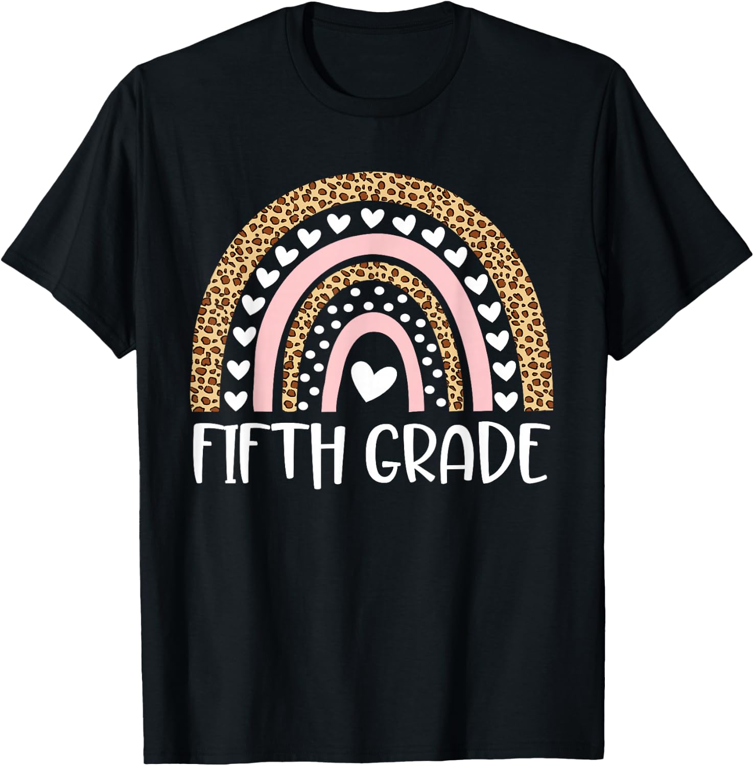 Fifth Grade Boho Rainbow Leopard Back to School Teacher Girl T-Shirt