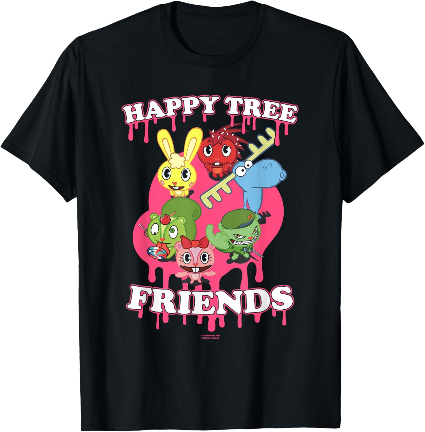 Happy Tree Friends Dripping Logo with Characters Cartoon T-Shirt