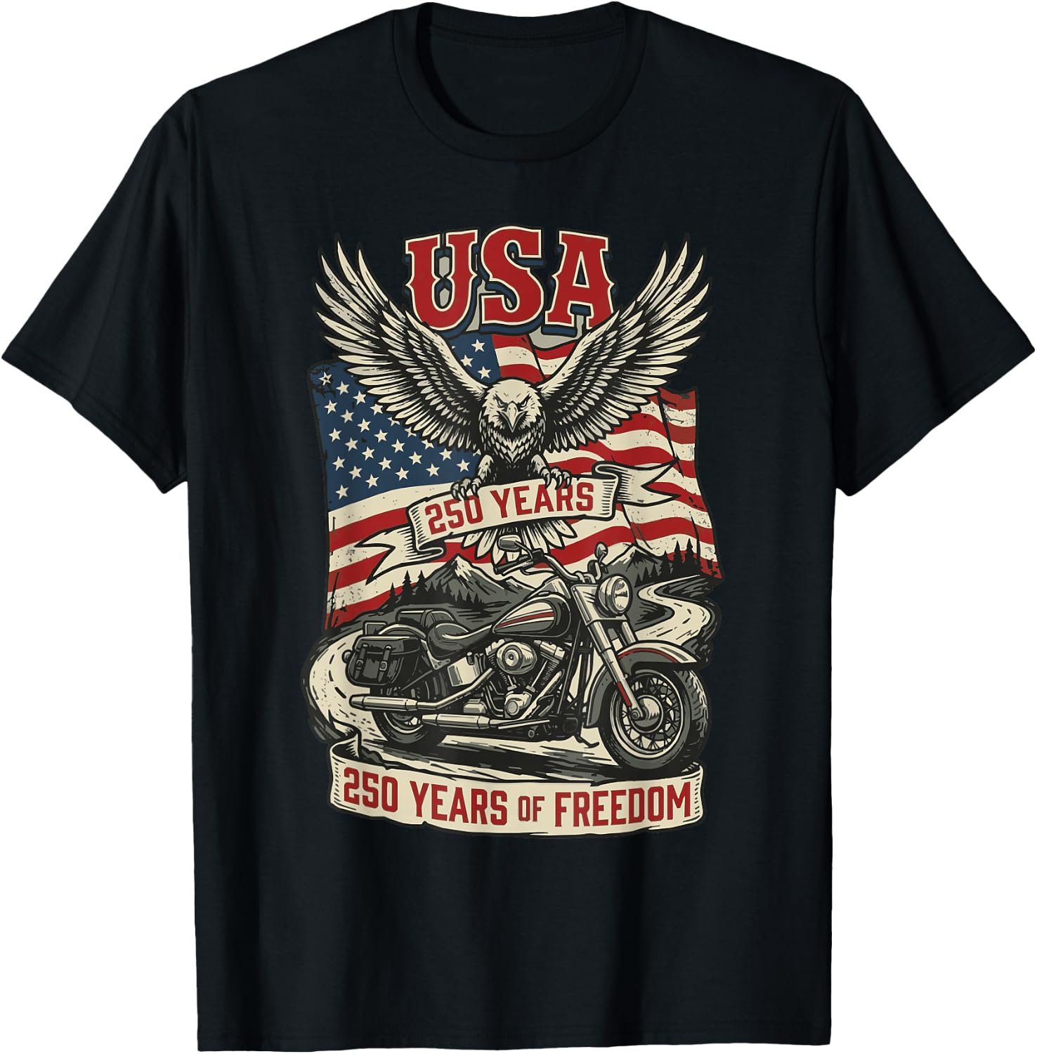 USA 250 Years Freedom Eagle Biker Anniversary Legacy Graphic T-Shirt