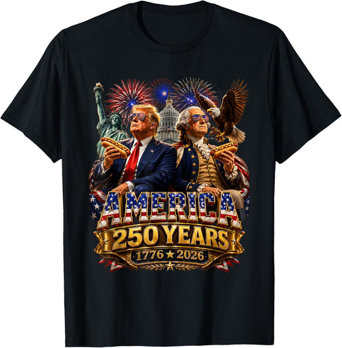 250 Years America Anniversary 250th Trump Washington Vintage T-Shirt