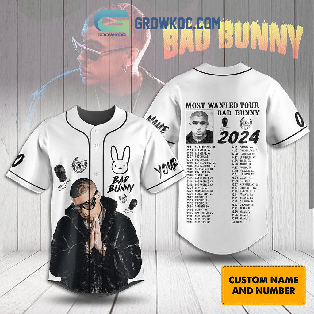 Bad Bunny Most Wanted Tour 2024 Personalized Baseball Jersey