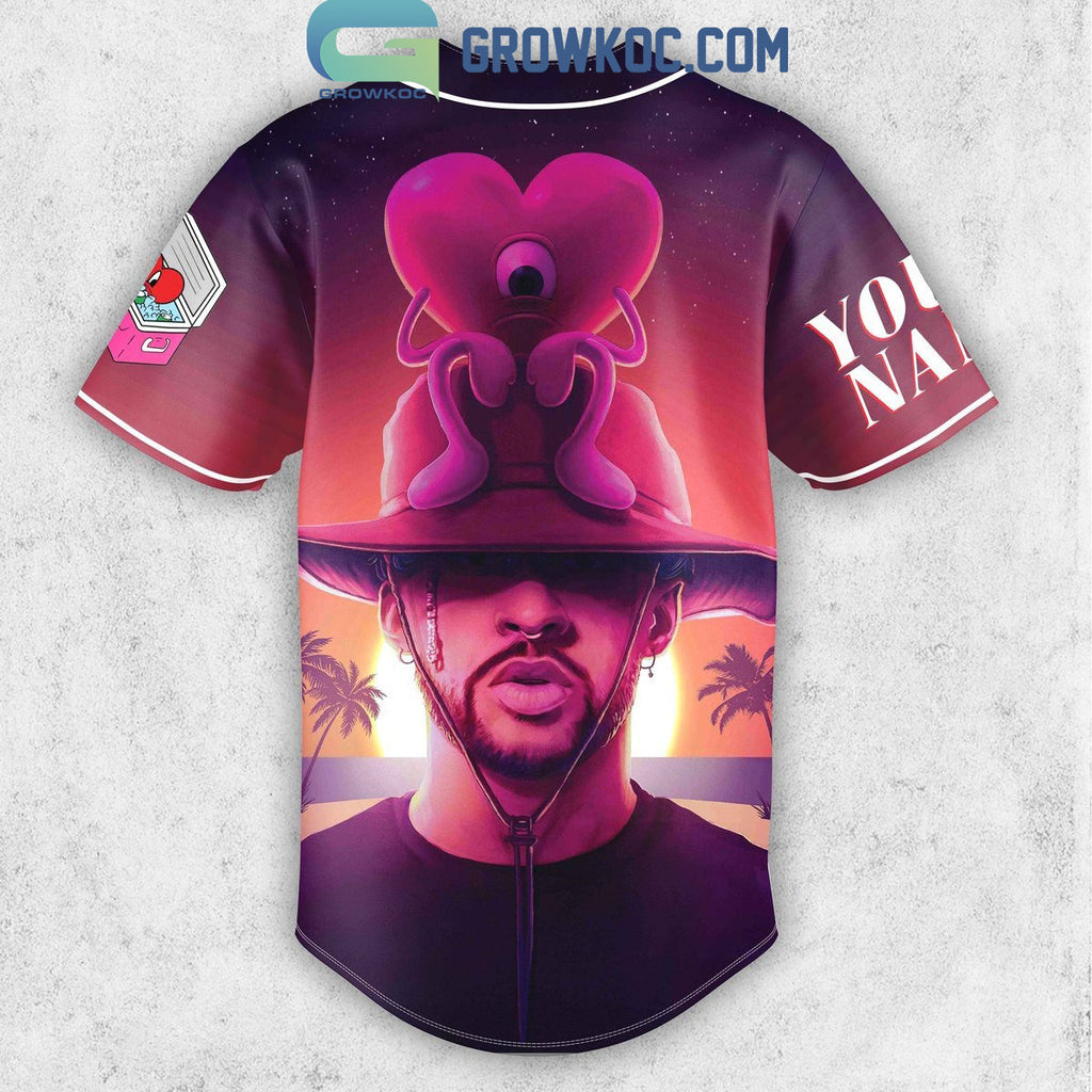 Bad Bunny The Sunset Purple Fan Personalized Baseball Jersey