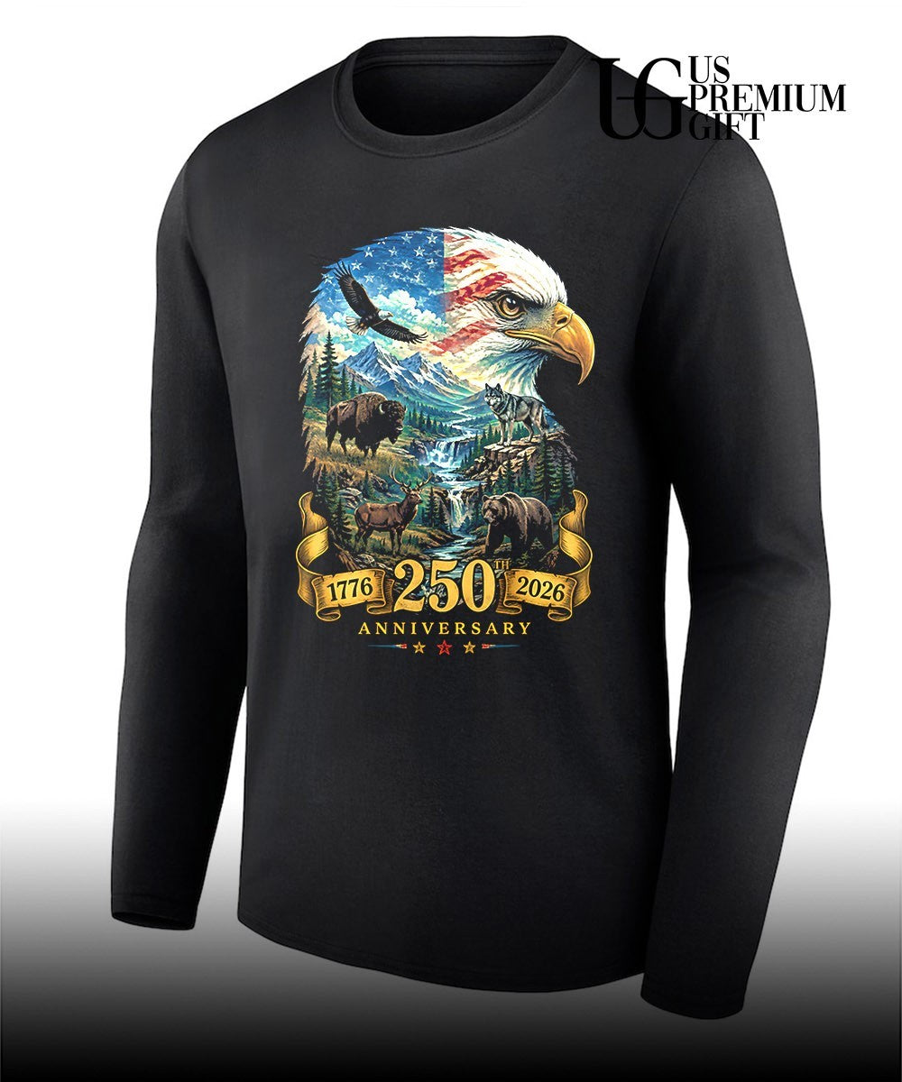 Bald Eagle American Bison Wolf Deer Bear 250th Anniversary 1776-2026 shirt