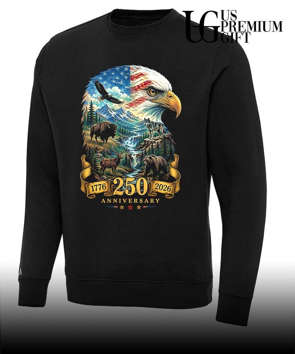 Bald Eagle American Bison Wolf Deer Bear 250th Anniversary 1776-2026 shirt