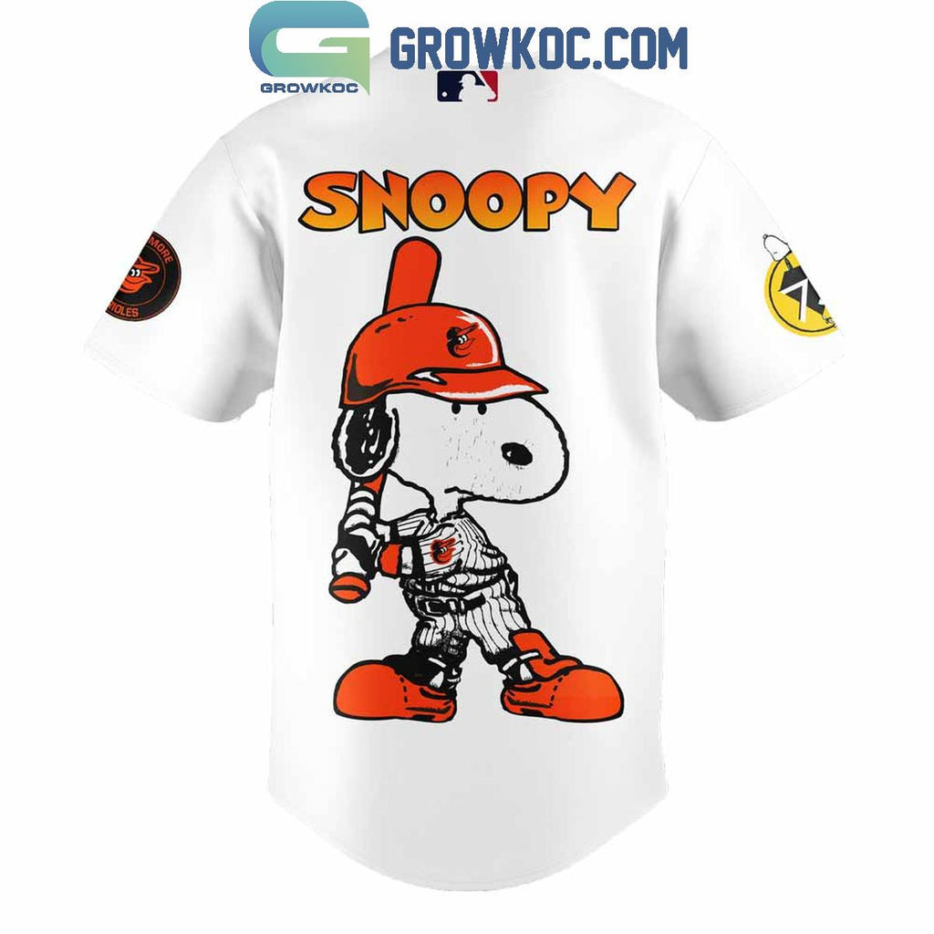Baltimore Orioles Happiness Is 75 Years Of Peanuts Baseball Jersey