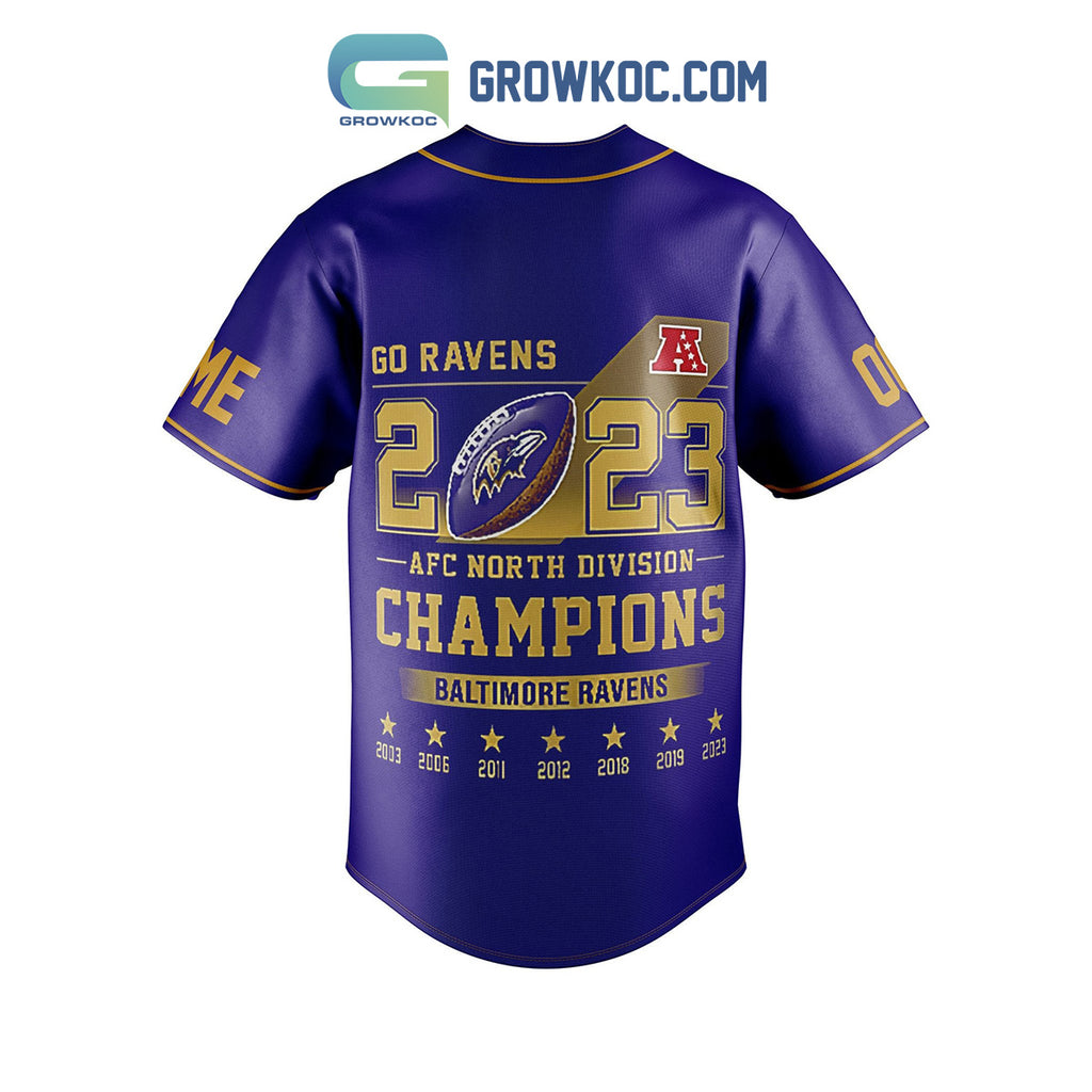 Baltimore Ravens AFC North Champions Personalized Baseball Jersey