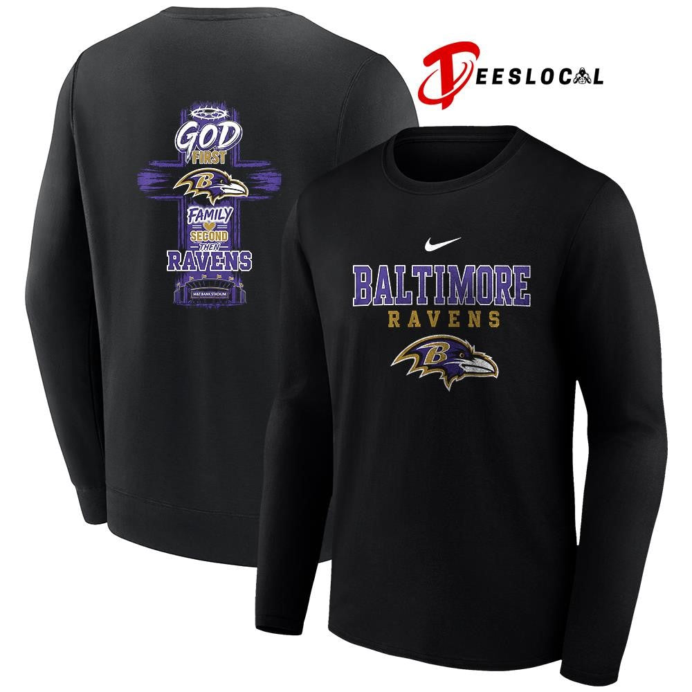 Baltimore Ravens God first family second cross shirt
